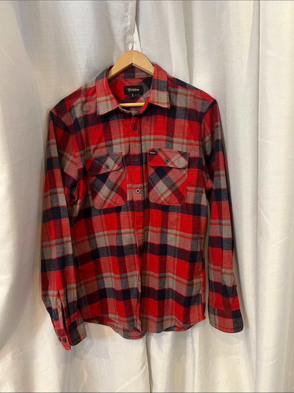 Brixton, Fall Core, Pumpkin Patch Vibes, Red Plaid Button-Down Shirt
